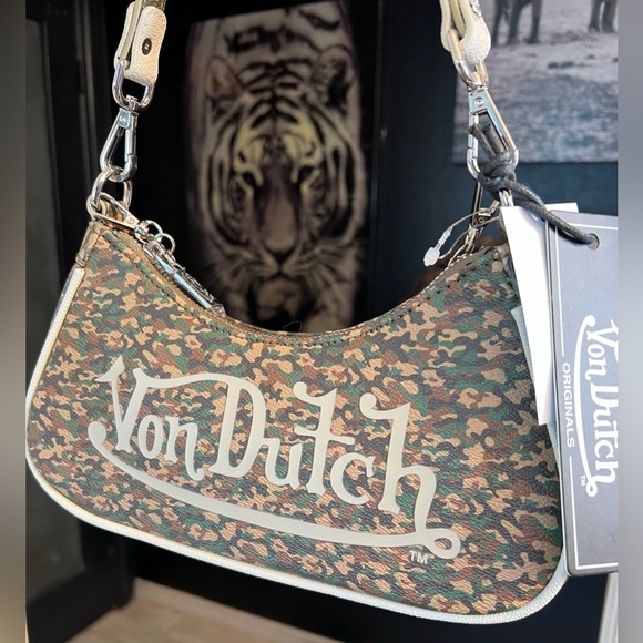 💚🤎VON DUTCH GREEN CAMO SHOULDER BAG💚🤎NWT - Picture 10 of 16